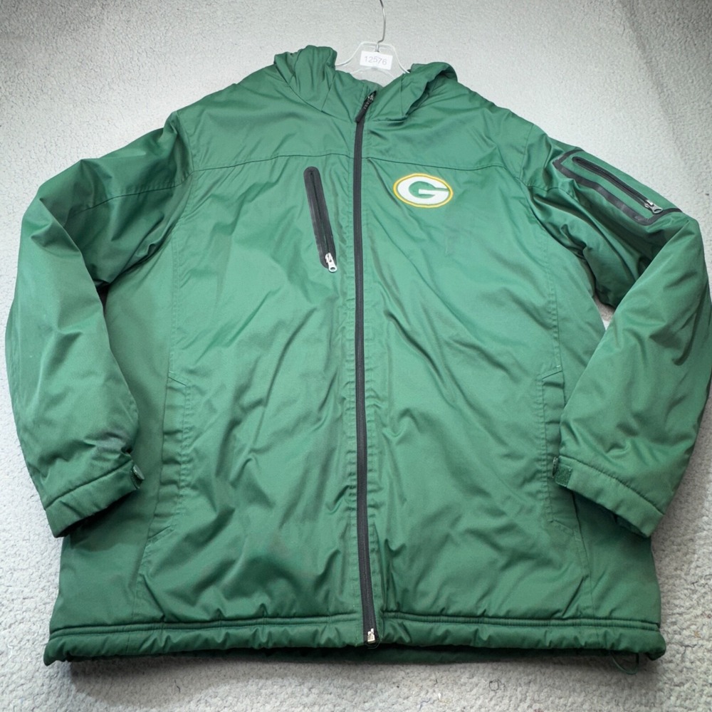 Vintage Green Bay Packers Mens XL Green Hooded Sideline Jacket G III NFL 90s